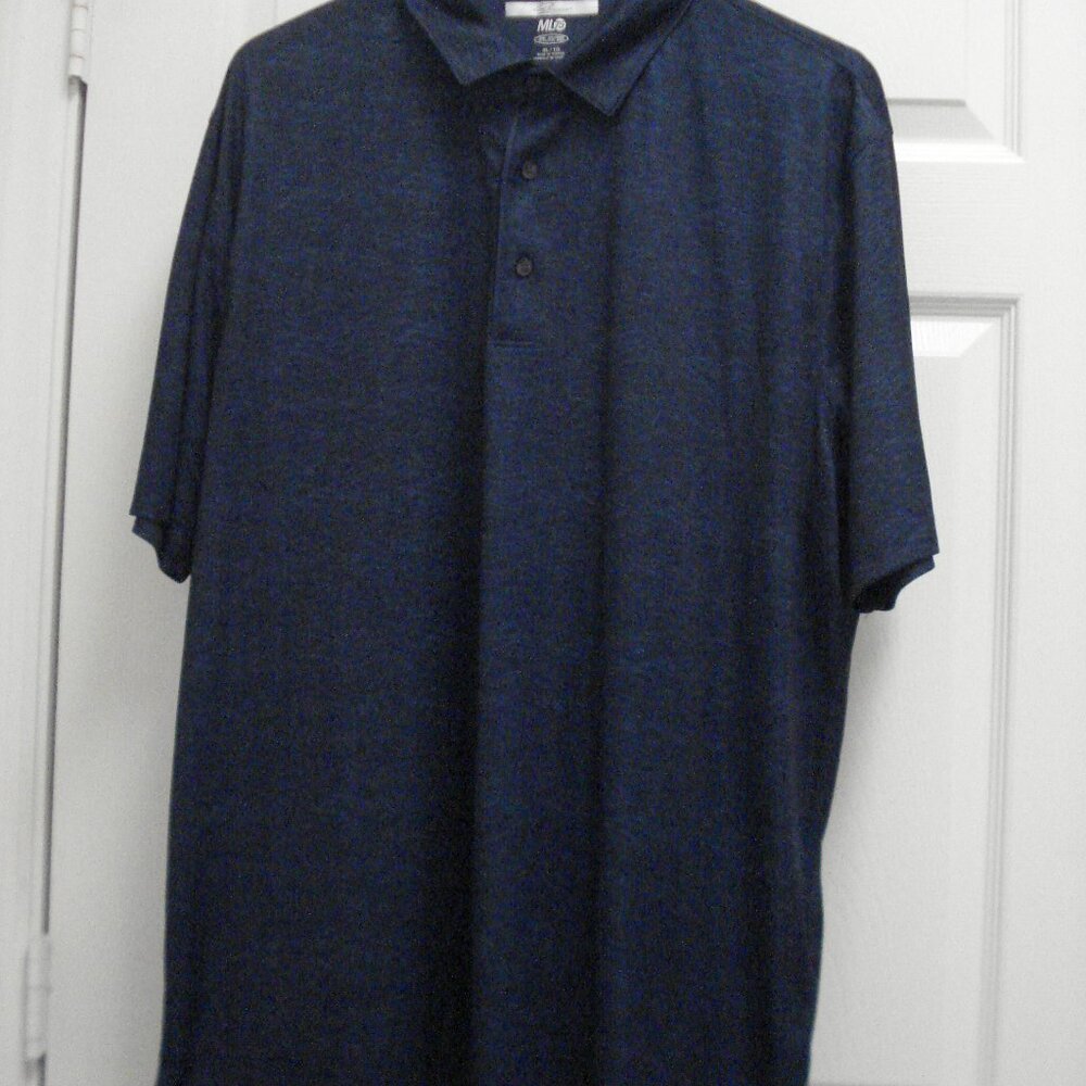 Greg Norman Golf Shirt Play Dry Heathered Blue Size XL EUC 100% Polyester
